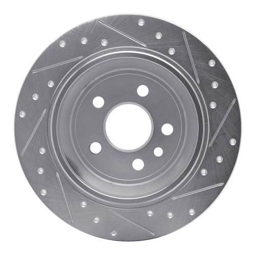 R1 13-15 Land Rover LR2 Rear Left Drilled & Slotted Silver Brake Rotor