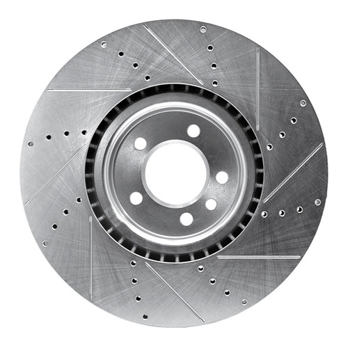 R1 10-17 Land Rover Range Rover Front Left Drilled & Slotted Silver Brake Rotor
