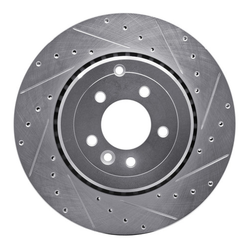 R1 10-13 Land Rover Range Rover Sport Rear Right Drilled & Slotted Silver Brake Rotor