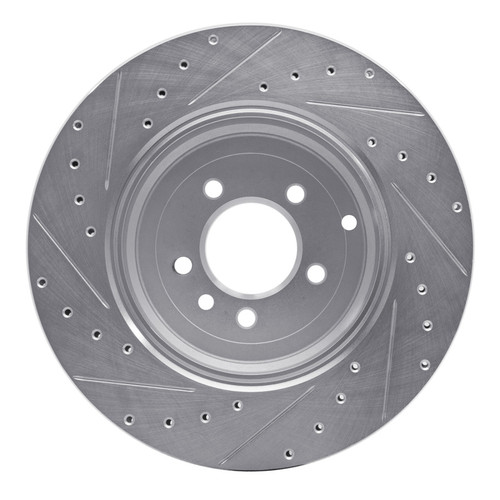 R1 10-13 Land Rover Range Rover Sport Rear Right Drilled & Slotted Silver Brake Rotor