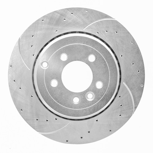 R1 10-13 Land Rover Range Rover Sport Rear Left Drilled & Slotted Silver Brake Rotor