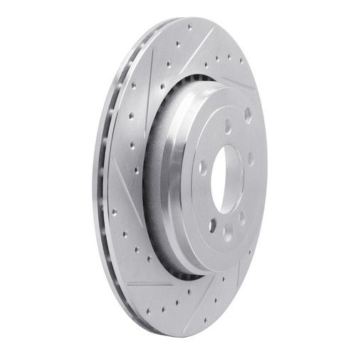 R1 10-13 Land Rover Range Rover Sport Rear Left Drilled & Slotted Silver Brake Rotor