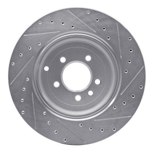 R1 10-13 Land Rover Range Rover Sport Rear Left Drilled & Slotted Silver Brake Rotor
