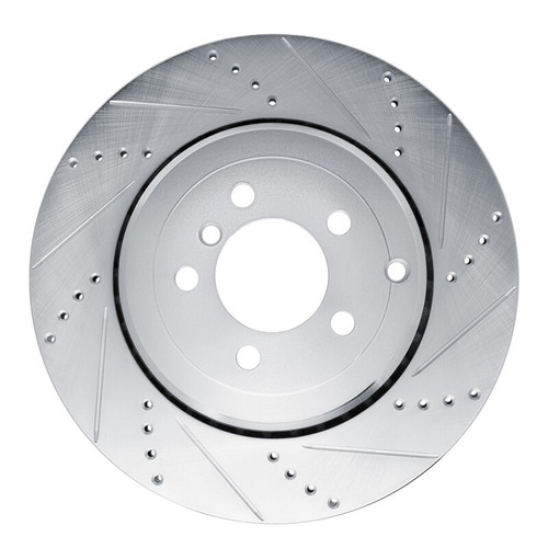 R1 10-12 Land Rover Range Rover Rear Right Drilled & Slotted Silver Brake Rotor