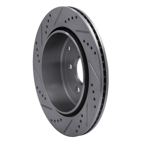 R1 08-12 Land Rover LR2 Rear Right Drilled & Slotted Silver Brake Rotor