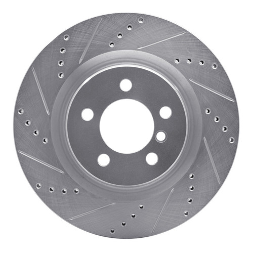 R1 06-09 Land Rover Range Rover Front Left Drilled & Slotted Silver Brake Rotor