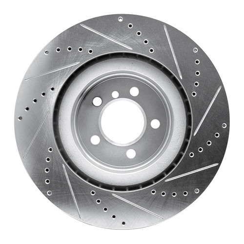 R1 06-12 Land Rover Range Rover Front Left Drilled & Slotted Silver Brake Rotor