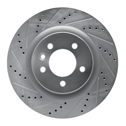R1 05-09 Land Rover LR3 Front Left Drilled & Slotted Silver Brake Rotor