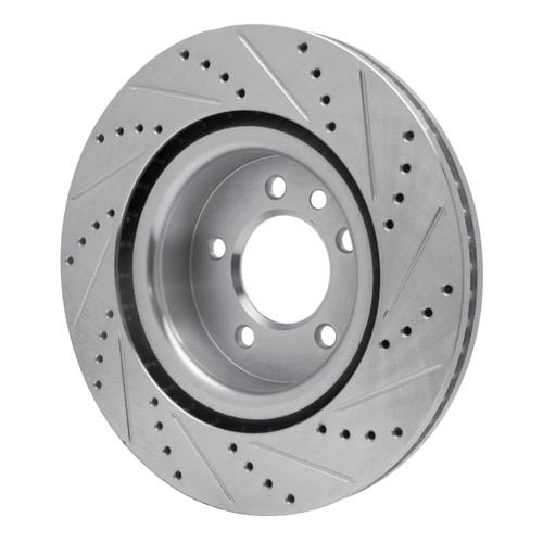 R1 05-09 Land Rover LR3 Front Left Drilled & Slotted Silver Brake Rotor
