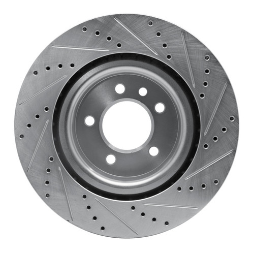 R1 05-09 Land Rover LR3 Front Left Drilled & Slotted Silver Brake Rotor