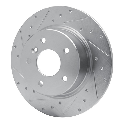 R1 94-04 Land Rover Range Rover Rear Left Drilled & Slotted Silver Brake Rotor