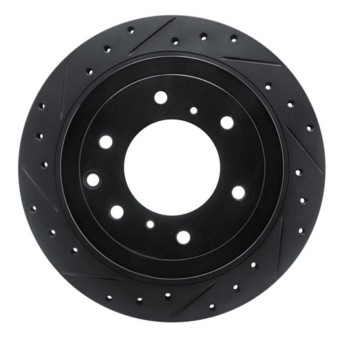 R1 08-14 Mitsubishi Montero Limited (Mexico) Rear Left Drilled & Slotted Black Brake Rotor