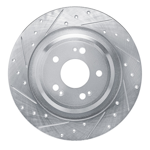 R1 21-25 Genesis GV70 Rear Left Drilled & Slotted Silver Brake Rotor