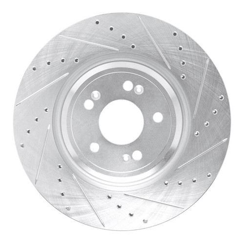 R1 21-25 Genesis GV70 Front Right Drilled & Slotted Silver Brake Rotor