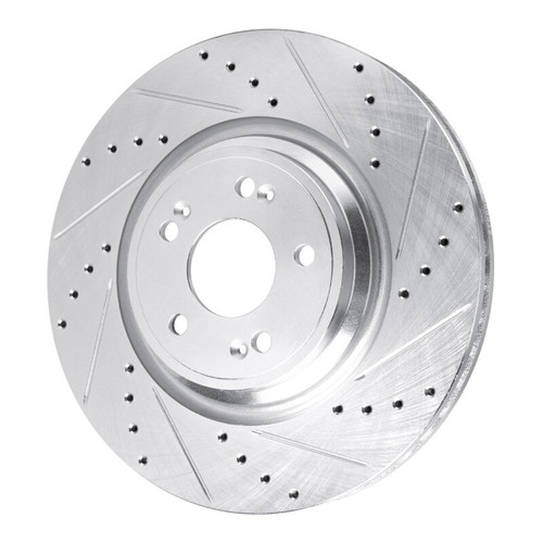 R1 21-25 Genesis GV70 Front Right Drilled & Slotted Silver Brake Rotor