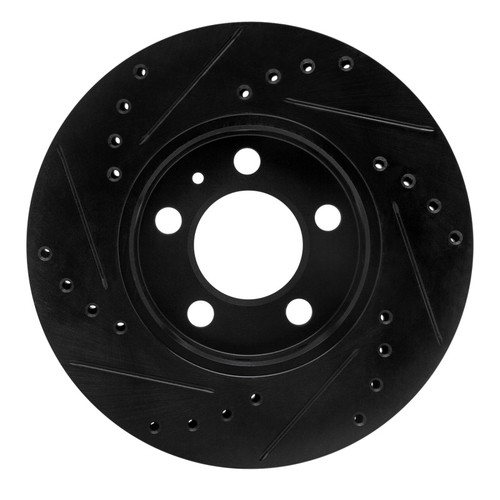 R1 03-18 Volkswagen VENTO (Mexico) Front Right Drilled & Slotted Black Brake Rotor
