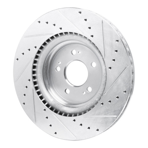 R1 21-25 Genesis GV70 Front Left Drilled & Slotted Silver Brake Rotor