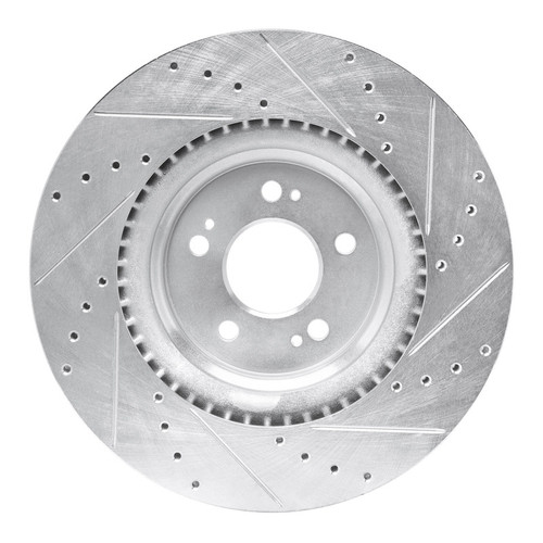 R1 21-25 Genesis GV70 Front Left Drilled & Slotted Silver Brake Rotor
