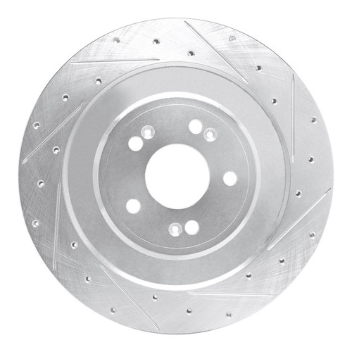 R1 21-26 Genesis G80 Rear Right Drilled & Slotted Silver Brake Rotor