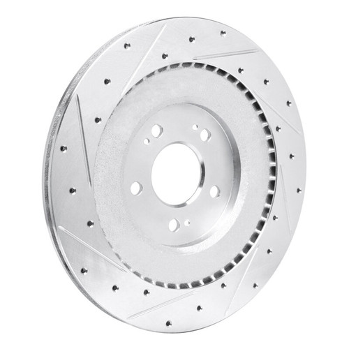 R1 21-26 Genesis G80 Rear Right Drilled & Slotted Silver Brake Rotor
