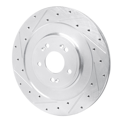 R1 21-26 Genesis G80 Rear Left Drilled & Slotted Silver Brake Rotor