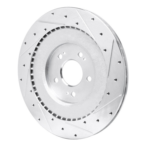 R1 21-26 Genesis G80 Rear Left Drilled & Slotted Silver Brake Rotor