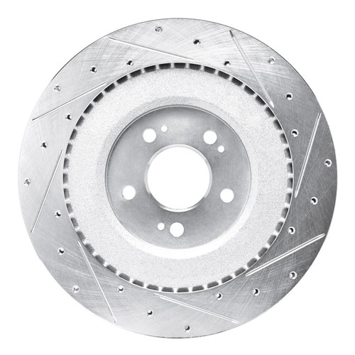 R1 21-26 Genesis G80 Rear Left Drilled & Slotted Silver Brake Rotor