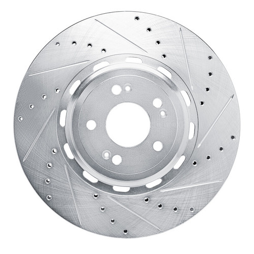 R1 21-26 Genesis GV60 Front Right Drilled & Slotted Silver Brake Rotor