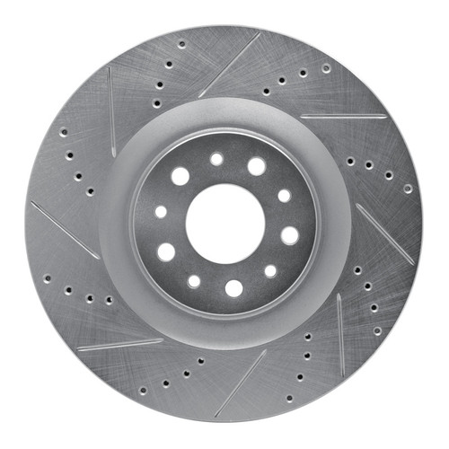 R1 14-19 Fiat 500L Front Left Drilled & Slotted Silver Brake Rotor