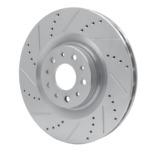 R1 14-19 Fiat 500L Front Left Drilled & Slotted Silver Brake Rotor