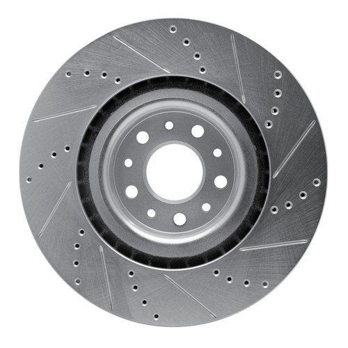 R1 14-19 Fiat 500L Front Left Drilled & Slotted Silver Brake Rotor