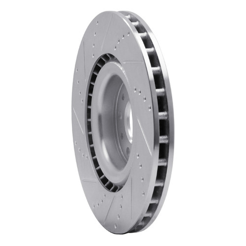 R1 14-19 Fiat 500L Front Right Drilled & Slotted Silver Brake Rotor