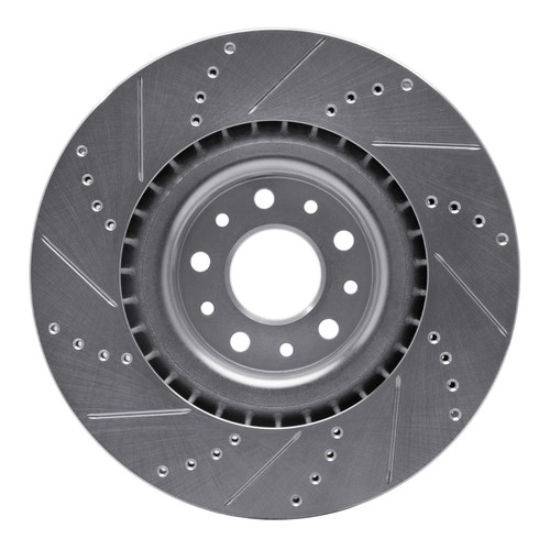 R1 14-19 Fiat 500L Front Right Drilled & Slotted Silver Brake Rotor