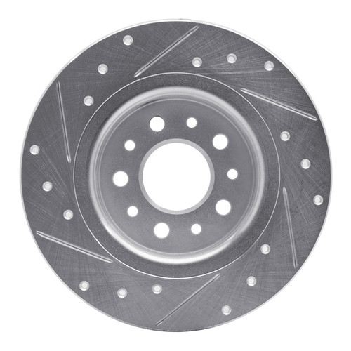 R1 14-19 Fiat 500L Rear Right Drilled & Slotted Silver Brake Rotor