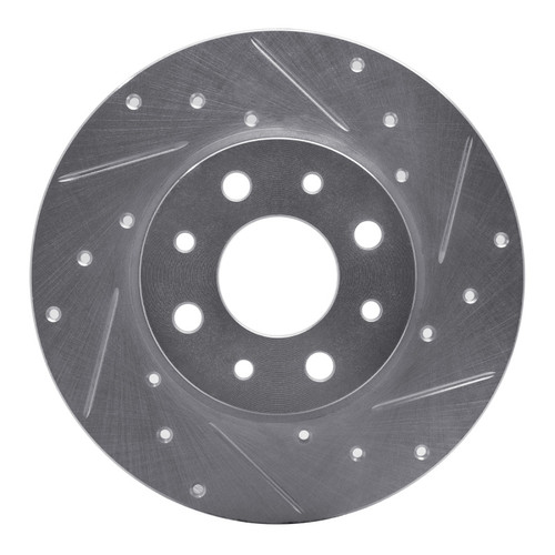 R1 13-19 Fiat 500E Rear Right Drilled & Slotted Silver Brake Rotor