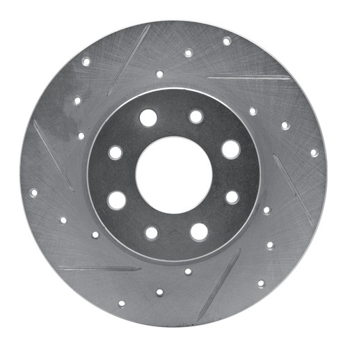 R1 13-19 Fiat 500E Rear Left Drilled & Slotted Silver Brake Rotor