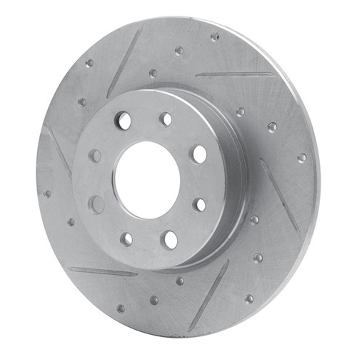 R1 13-19 Fiat 500E Rear Left Drilled & Slotted Silver Brake Rotor