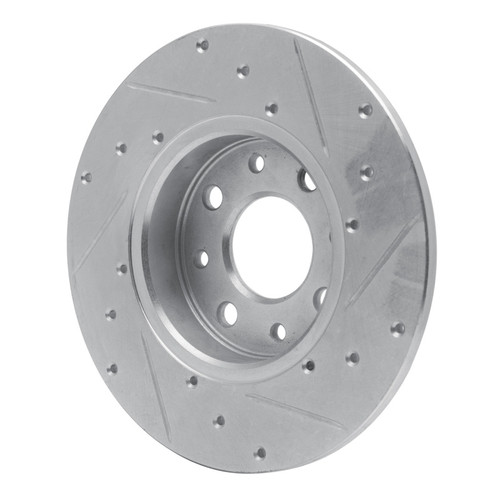 R1 13-19 Fiat 500E Rear Left Drilled & Slotted Silver Brake Rotor