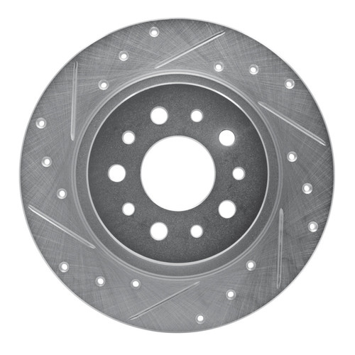 R1 14-19 Fiat 500L Rear Left Drilled & Slotted Silver Brake Rotor