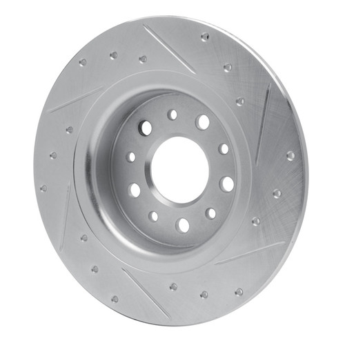 R1 14-19 Fiat 500L Rear Left Drilled & Slotted Silver Brake Rotor