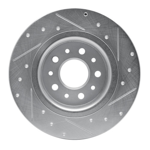 R1 14-19 Fiat 500L Rear Left Drilled & Slotted Silver Brake Rotor