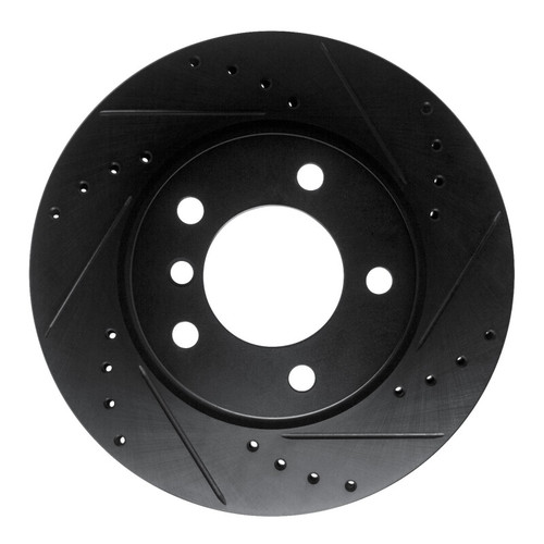 R1 05-07 BMW 120i (Mexico) Front Right Drilled & Slotted Black Brake Rotor