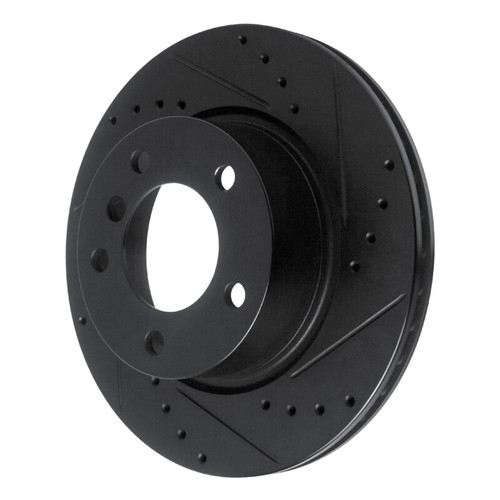 R1 05-07 BMW 120i (Mexico) Front Right Drilled & Slotted Black Brake Rotor