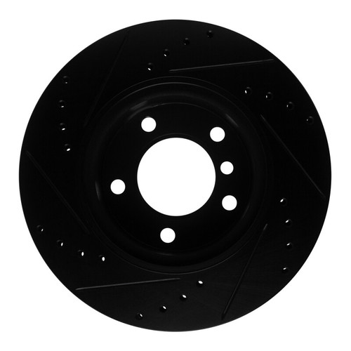 R1 05-07 BMW 120i (Mexico) Front Right Drilled & Slotted Black Brake Rotor