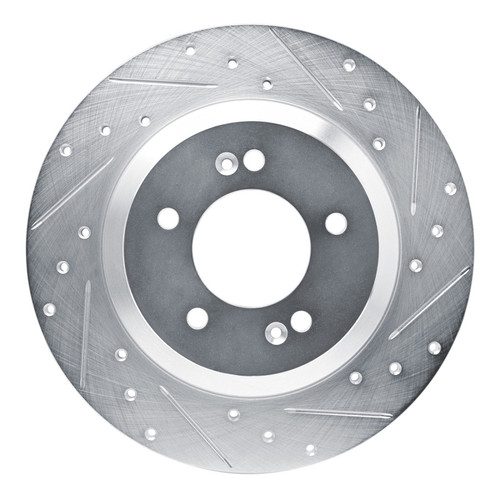 R1 19-22 Hyundai Veloster N Rear Right Drilled & Slotted Silver Brake Rotor