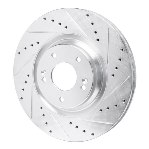 R1 19-22 Hyundai Veloster N Front Right Drilled & Slotted Silver Brake Rotor