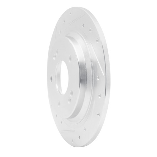 R1 18-25 Hyundai Kona Rear Left Drilled & Slotted Silver Brake Rotor