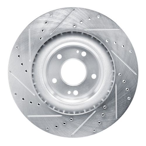 R1 19-22 Hyundai Veloster N Front Right Drilled & Slotted Silver Brake Rotor EDZ-03061R