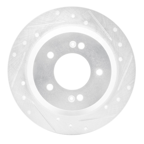 R1 14-23 Hyundai Kona Rear Right Drilled & Slotted Silver Brake Rotor