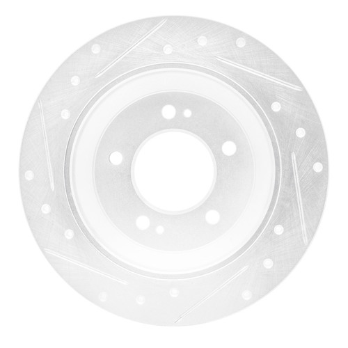 R1 14-23 Hyundai Kona Rear Right Drilled & Slotted Silver Brake Rotor